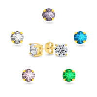 5mm Tachyon CZ Stud Earrings - Gold Filled