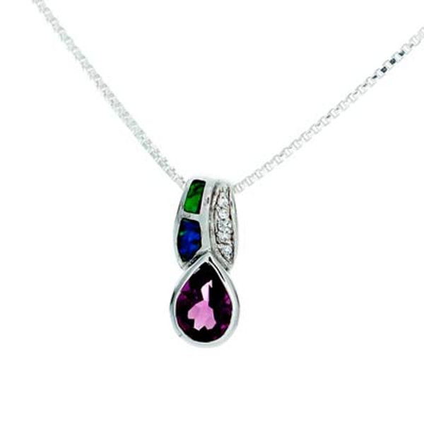 "Classic Tear" Tachyon Pendant with Amethyst, Opal and CZ Accents Set in Silver "Classic Tear" Tachyon Pendant with Amethyst, Opal and CZ Accents Set in Silver