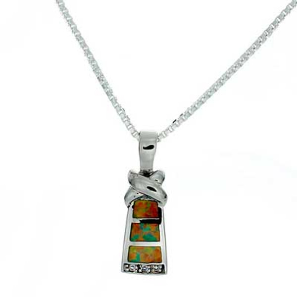 "Petite Tower" Tachyon Pendant with Opal Accents Set in Silver "Petite Tower" Tachyon Pendant with Opal Accents Set in Silver