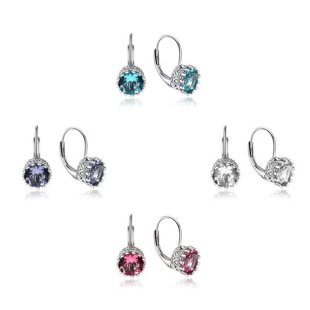 7mm CZ Flower Earrings - Lever Back 