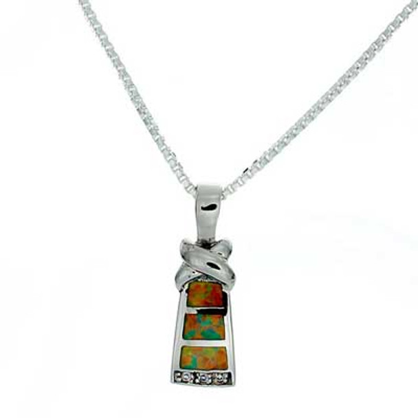 "Petite Tower" Tachyon Pendant with Opal Accents Set in Silver