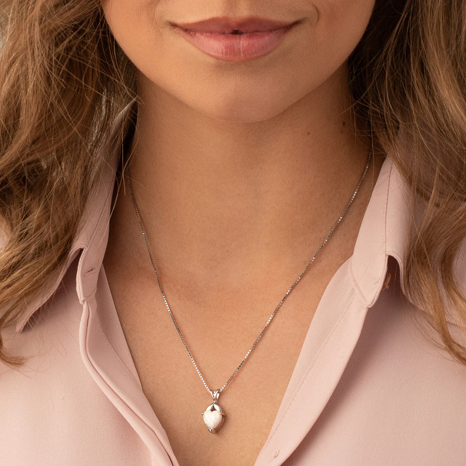 "Heart" White Opal Tachyon Pendant