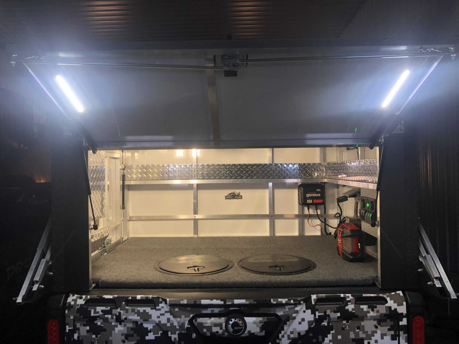 Two Led Light Strips in Rear Door With Switch Box Pro Fab Outdoors