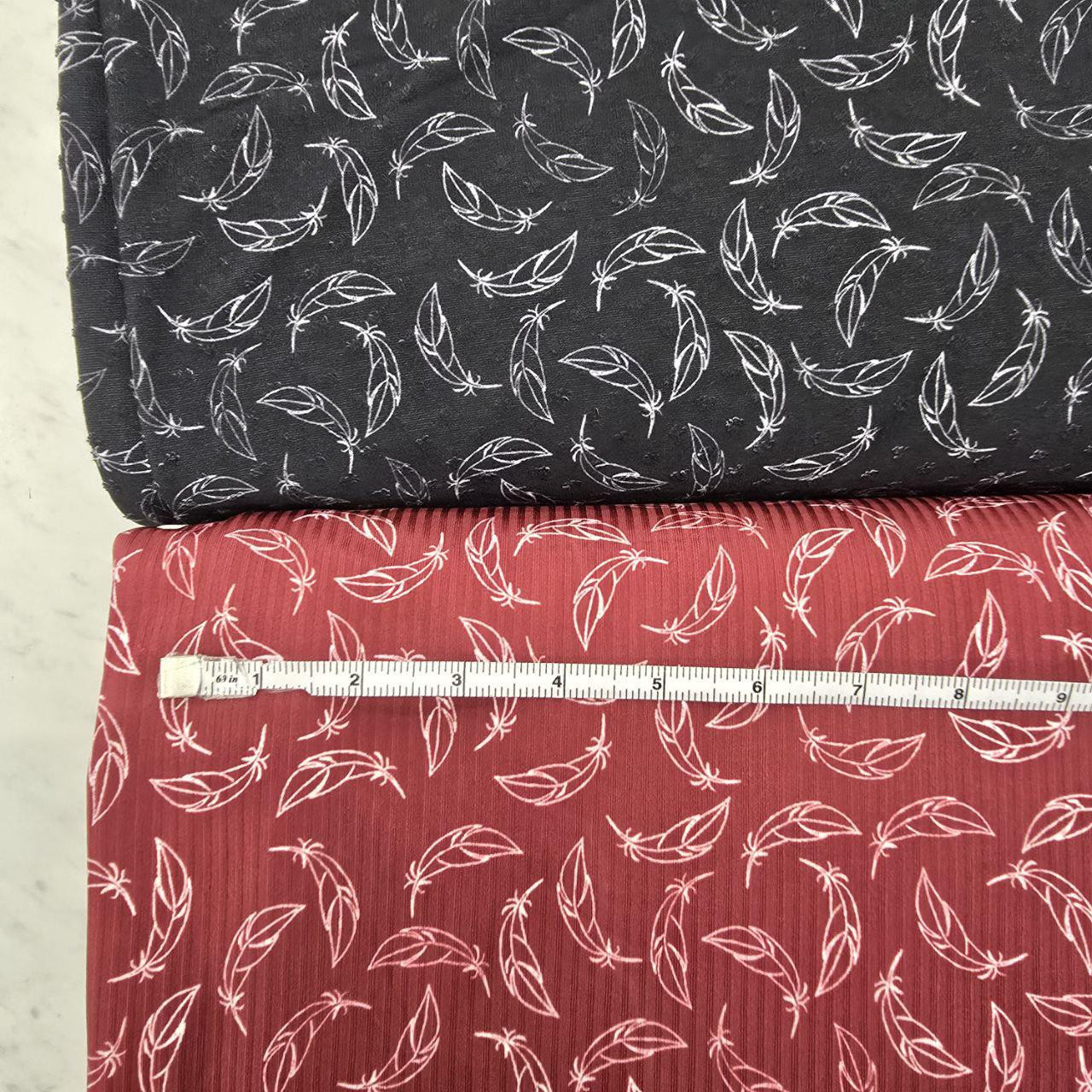 Beth's Exclusive Feathers on Red Poly Rib Knit Fabric (sold by half ...