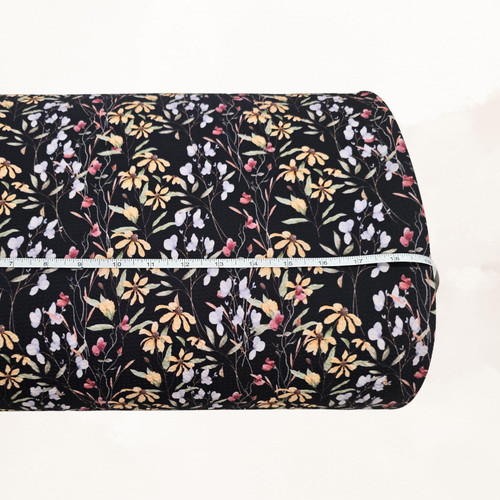 Braided Floral Black Liverpool Knit Fabric (sold by half yards)