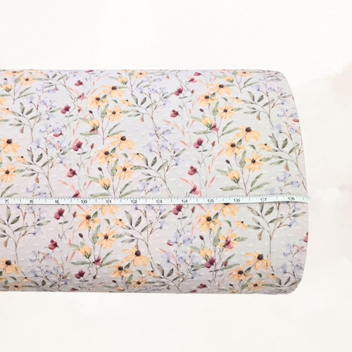Braided Floral Knit Swiss Dot Fabric (sold by half yards)