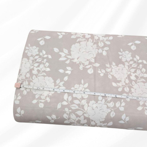 Leafy Blossoms on Tan Lightweight Pineskin Fabric (sold by half yards)