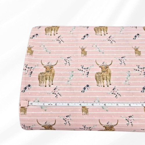 Pink Highland Cow Petite Poly Swiss Dot Fabric (sold by half yards)