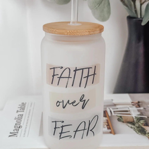 Faith Over Fear Glass Cup
