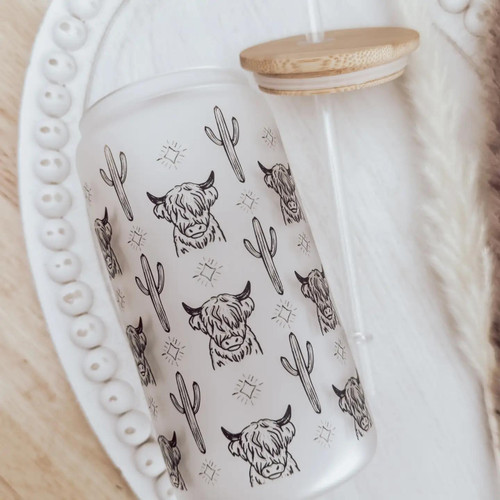 Highland Cow Glass Cup