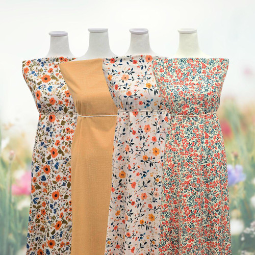 Floral Stack-Up Scarlett Poly Rib Knit Fabric (sold by half yards)