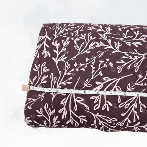 Moody Leaf Plum Poly Swiss Dot Fabric (sold by half yards)