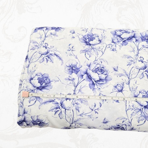 Exclusive Vintage Roses Vintage Blue on Mini Poly Swiss Dot Fabric (sold by half yards)