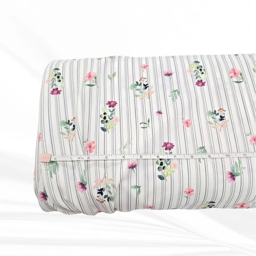 Beth's Exclusive Stripes and Stems on White Pineskin Fabric (sold by half yards)