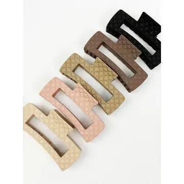 Embossed Rectangle Hair Claw Clips