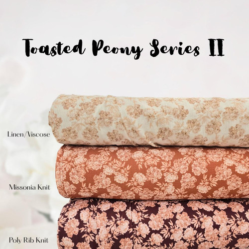 Toasted Peony on Linen/Viscose Fabric (sold by half yards)