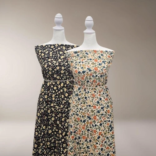 Ditsy Vintage Floral (49) Knit Swiss Dot Fabric (sold by half yards)