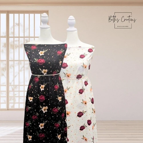 Beth's Exclusive Glittery Floral White Poly Swiss Dot Fabric (sold by half yards)