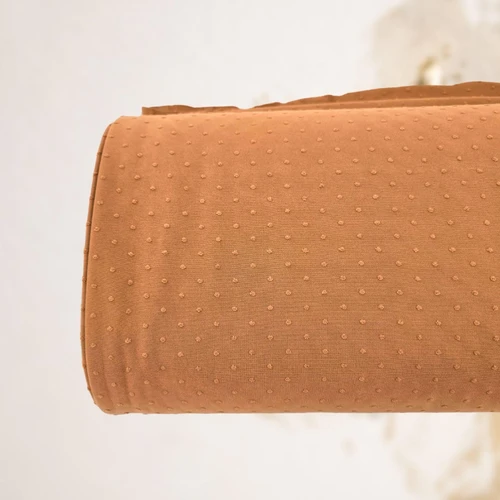 Terra Cotta Knit Swiss Dot (sold by half yards)