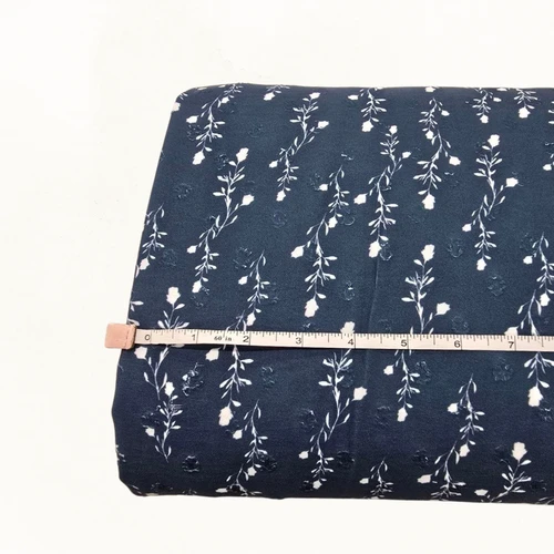 Rose Sprig T Round Poly Swiss Dot Fabric (sold by half yards)