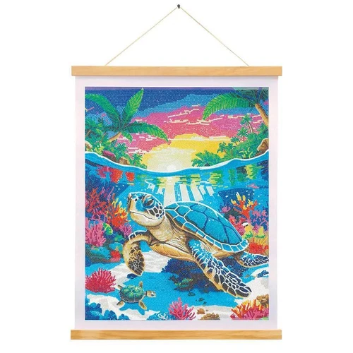 Tropical Turtle Paradise Diamond Painting Crystal Art Scroll Kit