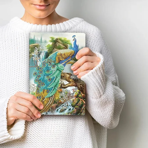 Peacock Waterfall Diamond Painting Crystal Art Notebook