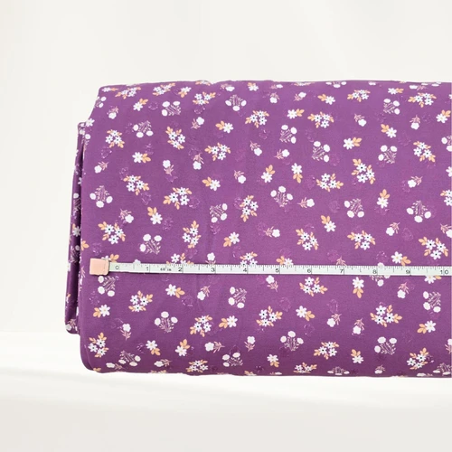Ditsy Daisy Purple Round Poly Swiss Dot Fabric (sold by half yards)