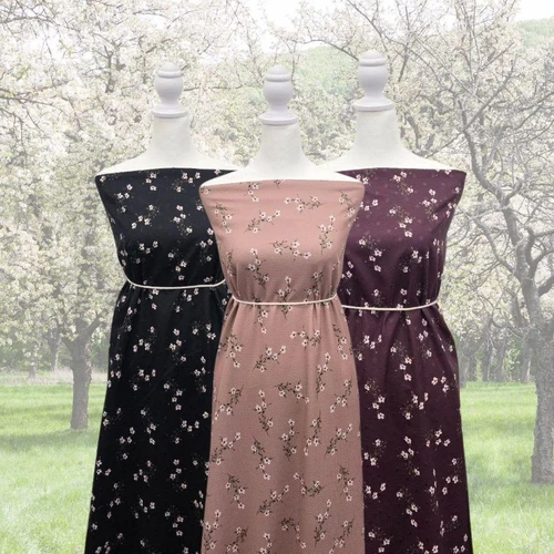 Pink Leaf B Poly Swiss Dot Fabric (sold by half yards)