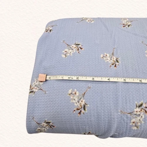 Dim Floral Blue Missonia Knit Fabric (sold by half yards)