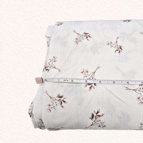 Dim Floral White Missonia Knit Fabric (sold by half yards)