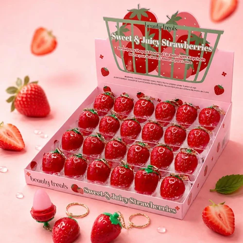 Strawberry Lip Balm Keychain