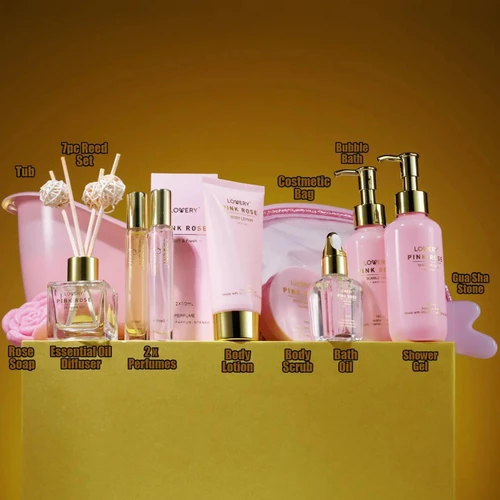Pink Rose Bath Set