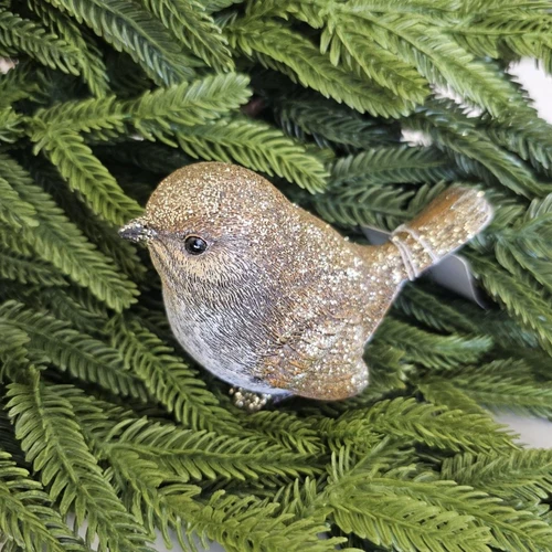 Glitter Gold Bird Figurine