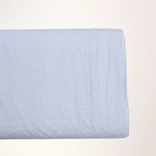 Light Blue Seersucker Poly Fabric (sold by half yards)