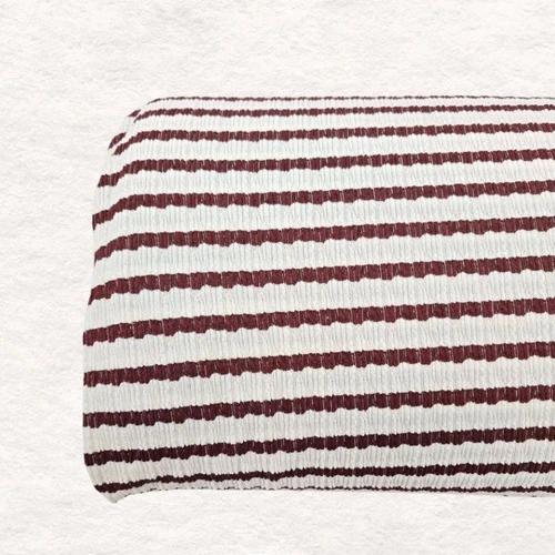 Cream/Burgundy Guapo Stripe Fabric (sold by half yards)