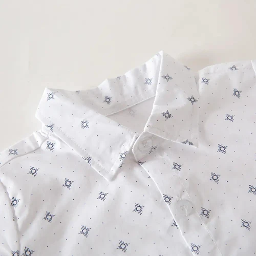 White Sun Boy Cotton Button Down Shirt