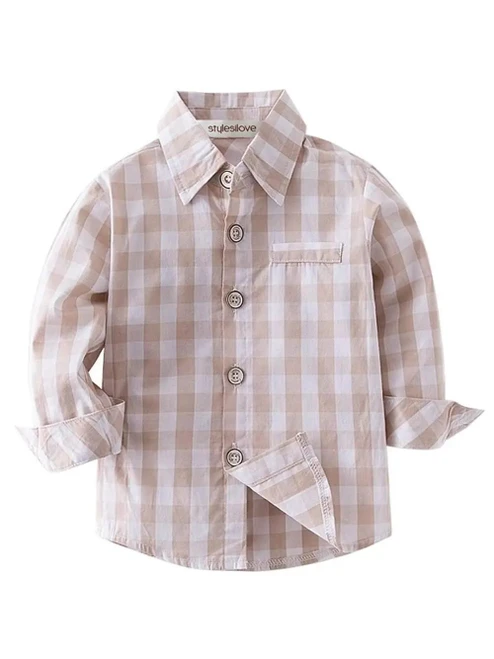 Beige & White Plaid Button Down Cotton Shirt