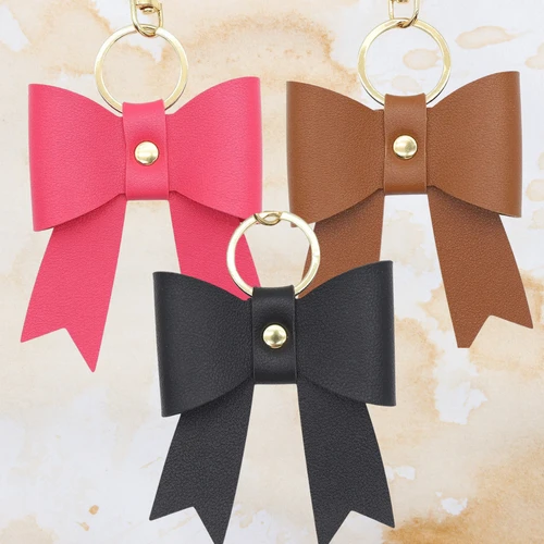 Simple Leather Bow Keychain