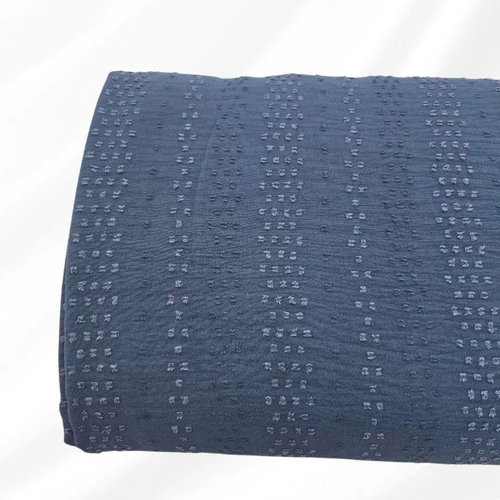 Medium Blue Mini Poly Swiss Dot Stripes (sold by half yards)