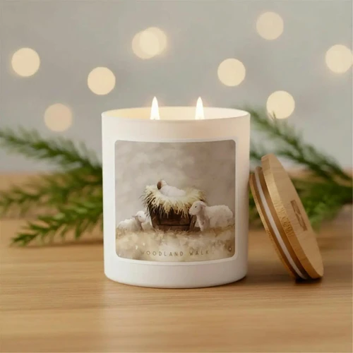 Manger Sheep Art Candle