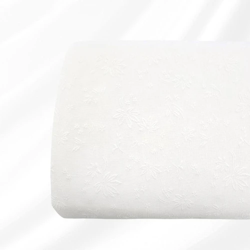 White Jacquard Poly Fabric (sold by half yards)