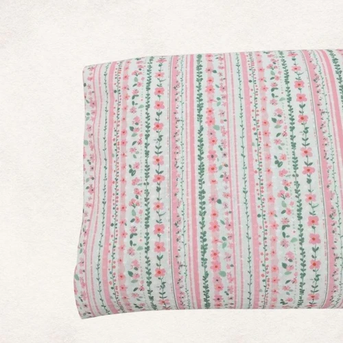 Floral Stripes Knit Swiss Dot Fabric (sold by half yards)