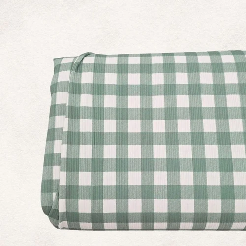 Green Plaid Variegated Rib Knit Fabric (sold by half yards)