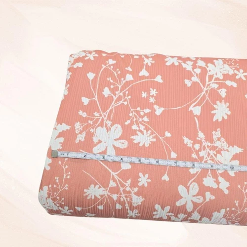 Peach Blossom Variegated Rib Knit Fabric (sold by half yards)