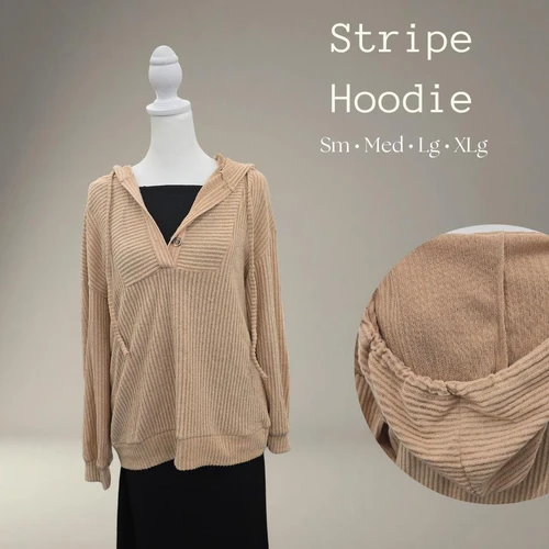 Pit Stripe Shoulder Drop Hoodie Top