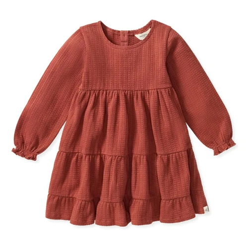 Burnt Orange Dotted Rib Dress