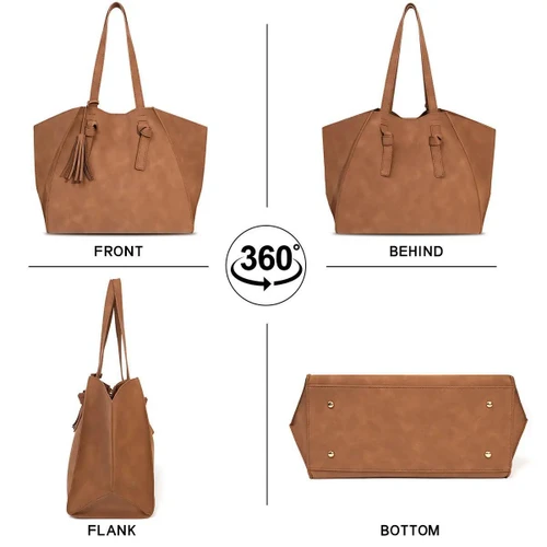 Brown Big Capacity Shoulder Bag