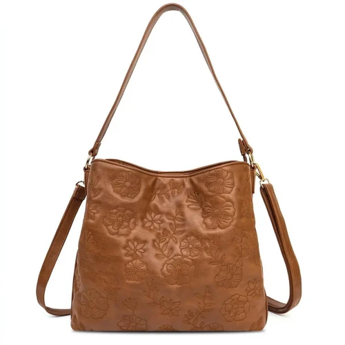 Brown Floral Shoulder Bag