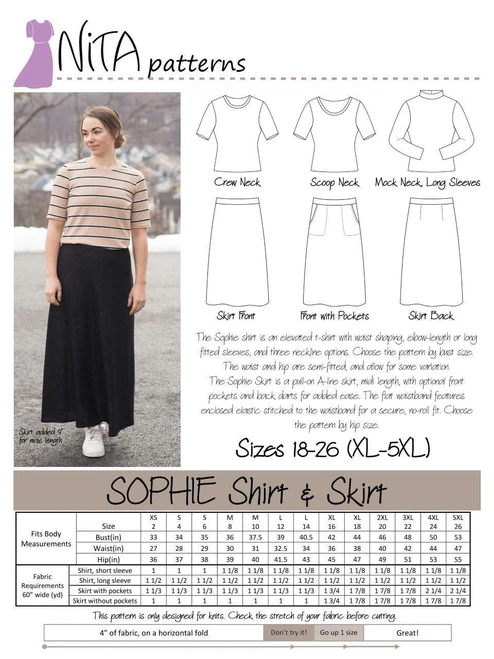Sophie Shirt & Skirt Sizes 2-16 (XS-XL)