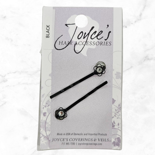 1-3\4" Black Bobby Pin Lace Crystal - 2pk.